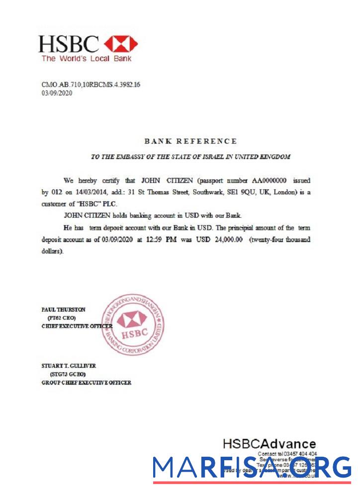 Realistic United Kingdom HSBC reference template